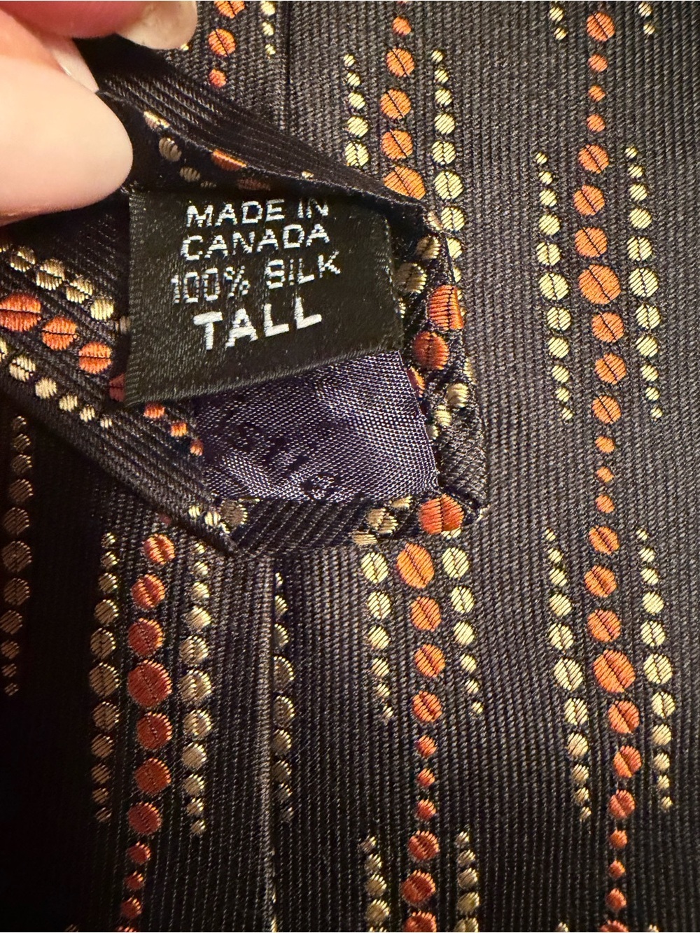 Christian Dior Monsieur 100% Silk Tall Tie Black Orange Geometric Vintage Canada - Picture 4 of 4